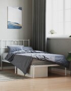 vidaXL Метална рамка за легло с горна табла бяла 90x200 см