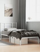 vidaXL Метална рамка за легло с горна табла бяла 90x200 см