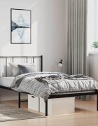 vidaXL Метална рамка за легло с горна табла черна 100x190 см