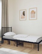 vidaXL Метална рамка за легло с горна табла черна 75x190 см