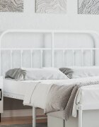 vidaXL Метална резервна табла за легло бяла 140 см