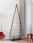 vidaXL Метално коледно дърво с поставка Черно 210 cm Стомана