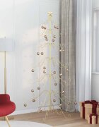 vidaXL Метално коледно дърво Златист 215 cm Прахово боядисана стомана