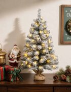 vidaXL Мини заснежена коледна елха 45 см 25 LED светодиода Топло бяло