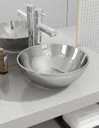 vidaXL Мивка 325 x14 см керамична сребриста