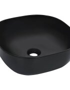 vidaXL Мивка 425x425x145 см керамична черна
