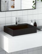 vidaXL Мивка 50x38x11 см минерална/мраморна отливка черен мат