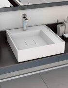 vidaXL Мивка 50x50x12 см минерална/мраморна отливка бяла