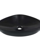 vidaXL Мивка 585x39x14 см керамична черна