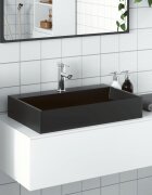 vidaXL Мивка 60x38x11 см минерална/мраморна отливка черен мат