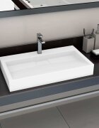 vidaXL Мивка 80x46x11 см минерална/мраморна отливка бяла