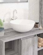 vidaXL Мивка бяла 36x15 см керамична кръгла