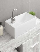 vidaXL Мивка бяла 48x25x15 см керамика