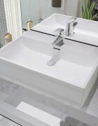 vidaXL Мивка с отвор за кранче керамична бяла 605x425x145 см