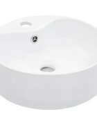 vidaXL Мивка с преливник 36x13 см керамична бяла