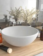 vidaXL Мивка за баня лукс кръгла матово бяла 325x14 см керамика