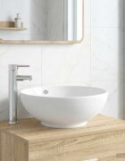 vidaXL Мивка за баня с кран и отвод Хром 44 x 44 x 16 см Керамика