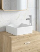 vidaXL Мивка за баня с кран и отвод Хром 49 x 37 x 14 см Керамика