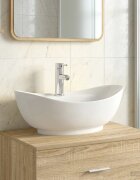 vidaXL Мивка за баня с кран и отвод Хром 59 x 35 x 21 см Керамика