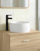 vidaXL Мивка за баня с кран и отвод Матово черно 385 x 385 x 16 см