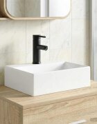 vidaXL Мивка за баня с кран и отвод Матово черно 39 x 305 x 125 см