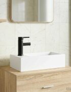 vidaXL Мивка за баня с кран и отвод Матово черно 455 x 255 x 13 см