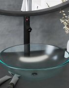 vidaXL Мивка за баня с кран и сифон матирано закалено стъкло