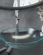 vidaXL Мивка за баня с кран и сифон матирано закалено стъкло