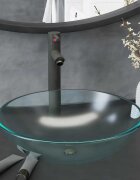 vidaXL Мивка за баня с кран и сифон матирано закалено стъкло