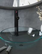 vidaXL Мивка за баня с кран и сифон прозрачно закалено стъкло