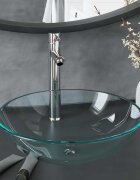 vidaXL Мивка за баня с кран и сифон прозрачно закалено стъкло