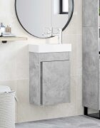 vidaXL Мивка за баня със смесител Бетонно сиво 405 x 225 x 62 см