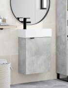 vidaXL Мивка за баня със смесител Бетонно сиво 455 x 225 x 84 см