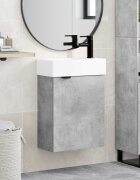 vidaXL Мивка за баня със смесител Бетонно сиво 455 x 225 x 84 см