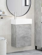 vidaXL Мивка за баня със смесител Бетонно сиво 455 x 225 x 84 см