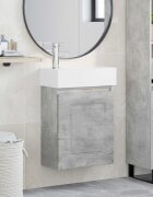 vidaXL Мивка за баня със смесител Бетонно сиво 455 x 225 x 84 см