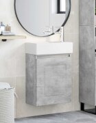 vidaXL Мивка за баня със смесител Бетонно сиво 455 x 225 x 84 см