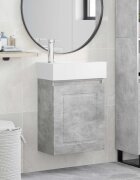 vidaXL Мивка за баня със смесител Бетонно сиво 455 x 225 x 84 см