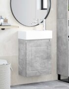 vidaXL Мивка за баня със смесител Бетонно сиво 455 x 225 x 84 см
