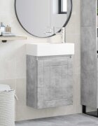vidaXL Мивка за баня със смесител Бетонно сиво 455 x 255 x 84 см