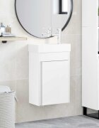 vidaXL Мивка за баня със смесител Бяло 405 x 225 x 62 см