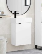 vidaXL Мивка за баня със смесител Бяло 455 x 225 x 84 см