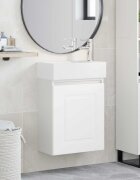 vidaXL Мивка за баня със смесител Бяло 455 x 225 x 84 см