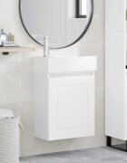 vidaXL Мивка за баня със смесител Бяло 455 x 225 x 84 см
