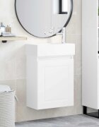 vidaXL Мивка за баня със смесител Бяло 455 x 225 x 84 см