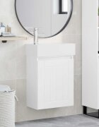 vidaXL Мивка за баня със смесител Бяло 455 x 255 x 84 см