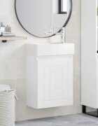 vidaXL Мивка за баня със смесител Бяло 455 x 255 x 84 см