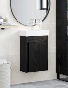 vidaXL Мивка за баня със смесител Черен дъб 405 x 225 x 62 см
