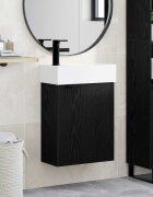 vidaXL Мивка за баня със смесител Черен дъб 455 x 225 x 84 см