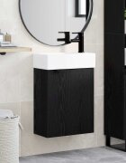 vidaXL Мивка за баня със смесител Черен дъб 455 x 225 x 84 см